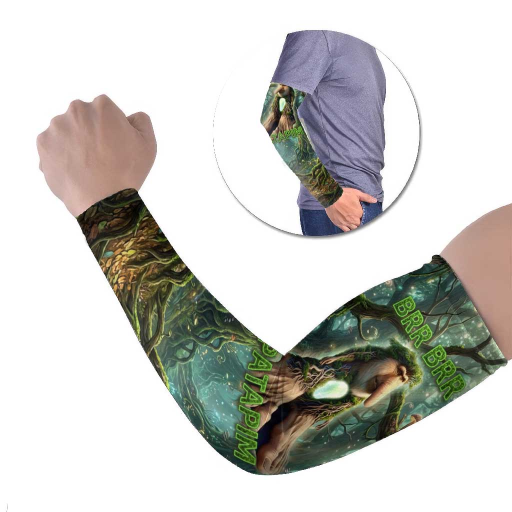 Brr Brr Patapim Arm Sleeves Glowing Heart and Magical Tree Roots in Enchanted Woods