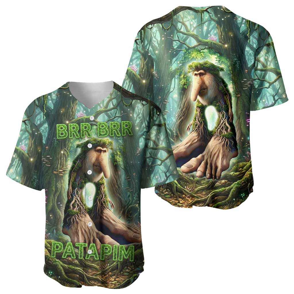 Brr Brr Patapim Baseball Jersey Glowing Heart and Magical Tree Roots in Enchanted Woods