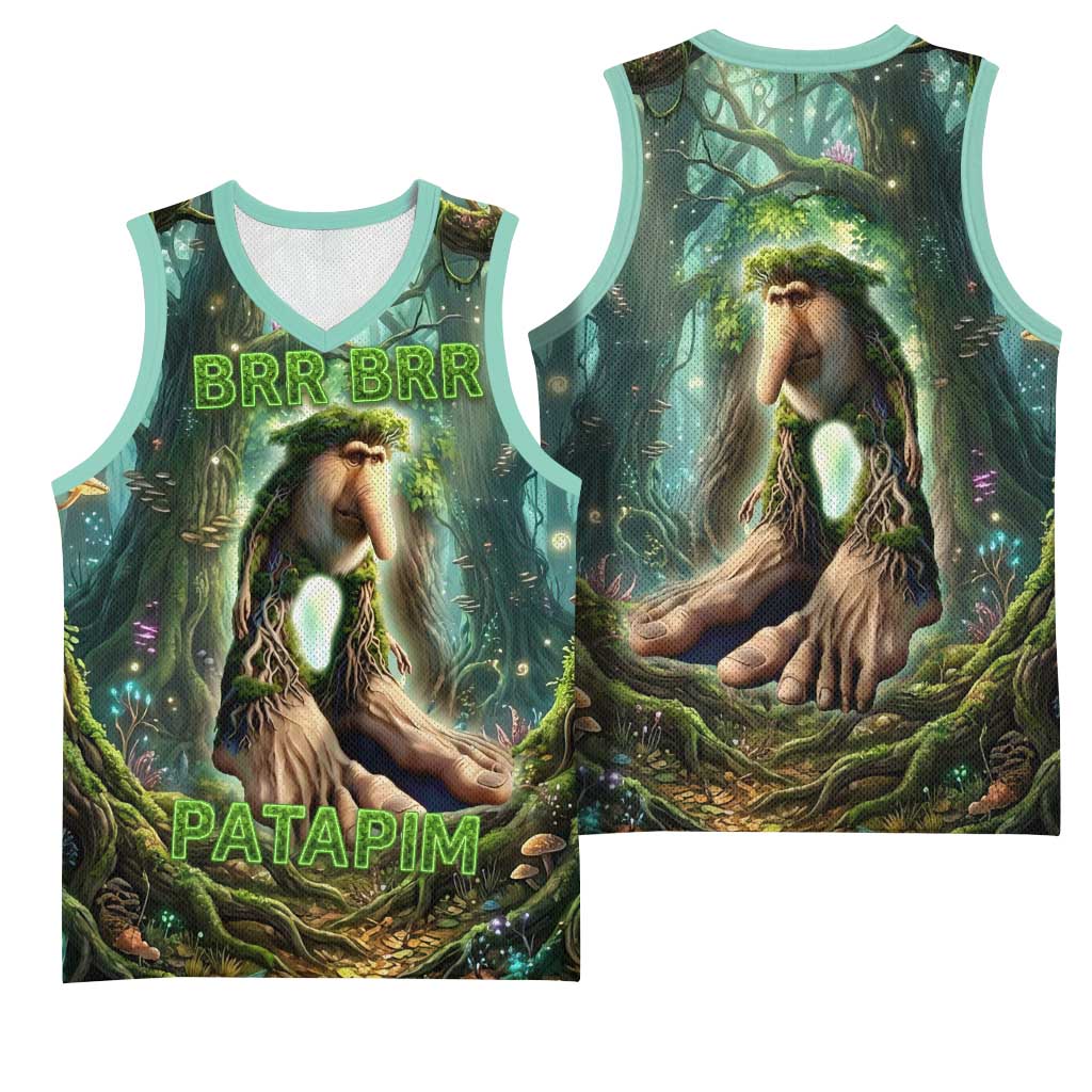 Brr Brr Patapim Basketball Jersey Glowing Heart and Magical Tree Roots in Enchanted Woods