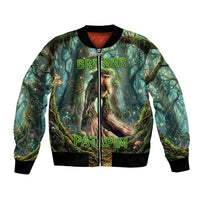 Brr Brr Patapim Bomber Jacket Glowing Heart and Magical Tree Roots in Enchanted Woods