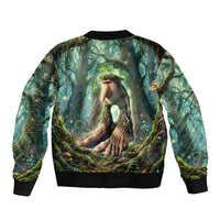 Brr Brr Patapim Bomber Jacket Glowing Heart and Magical Tree Roots in Enchanted Woods