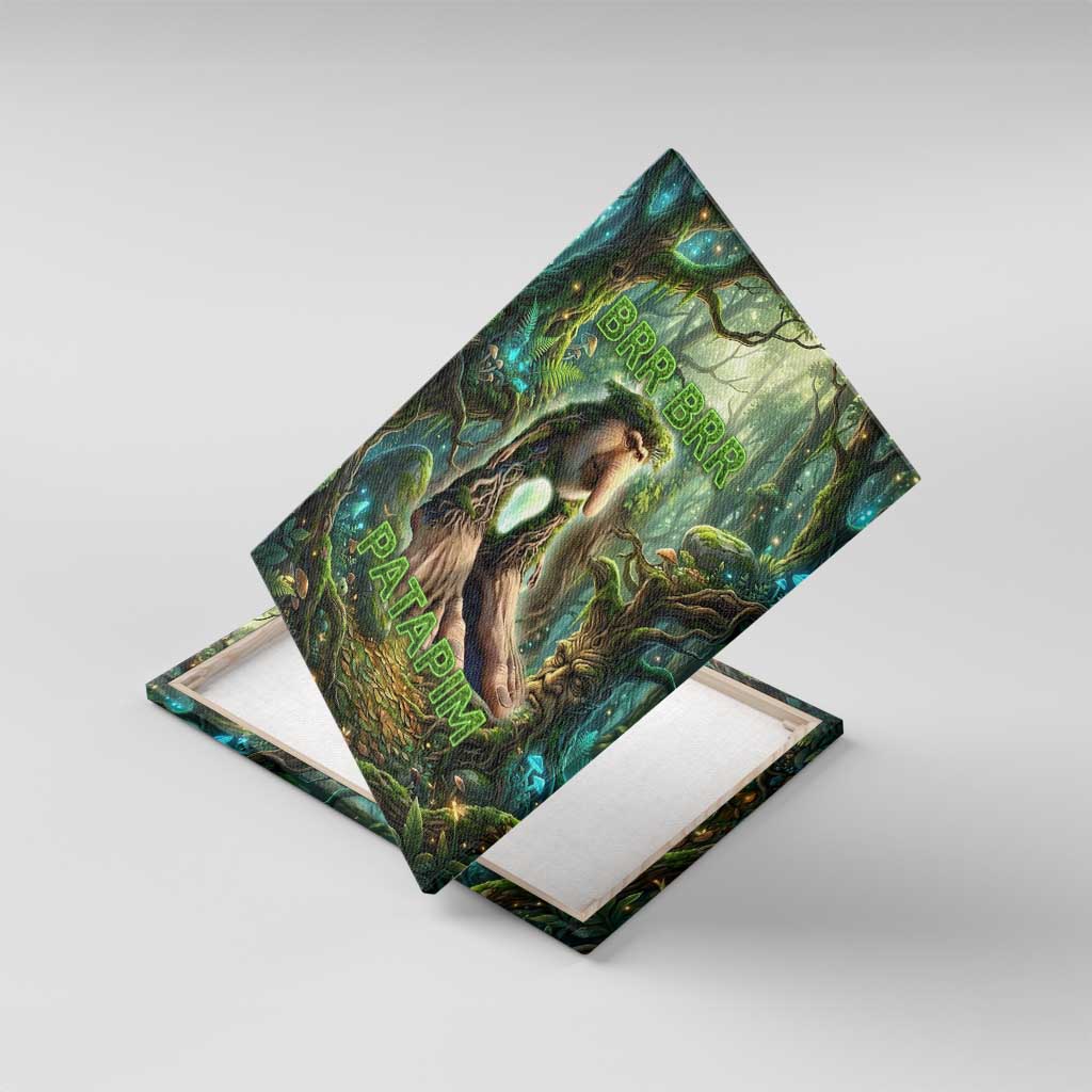 Brr Brr Patapim Canvas Wall Art Glowing Heart and Magical Tree Roots in Enchanted Woods