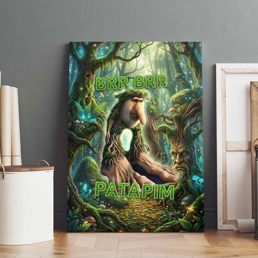 Brr Brr Patapim Canvas Wall Art Glowing Heart and Magical Tree Roots in Enchanted Woods