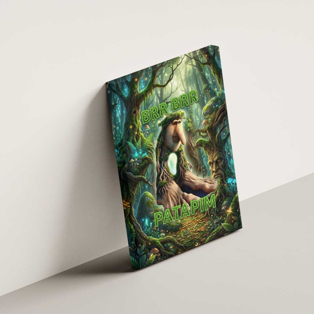 Brr Brr Patapim Canvas Wall Art Glowing Heart and Magical Tree Roots in Enchanted Woods