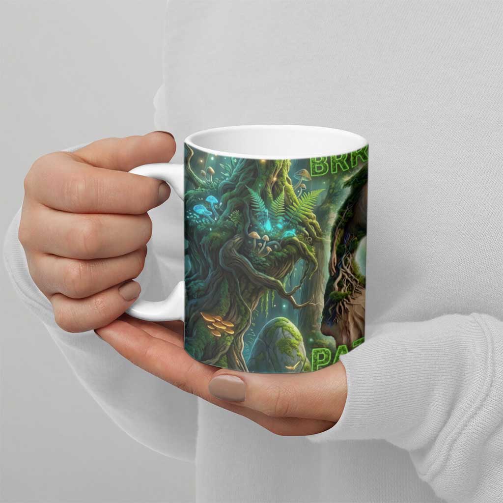 Brr Brr Patapim Ceramic Mug Glowing Heart and Magical Tree Roots in Enchanted Woods