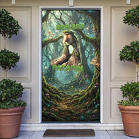 Brr Brr Patapim Door Cover Glowing Heart and Magical Tree Roots in Enchanted Woods