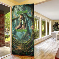 Brr Brr Patapim Door Cover Glowing Heart and Magical Tree Roots in Enchanted Woods