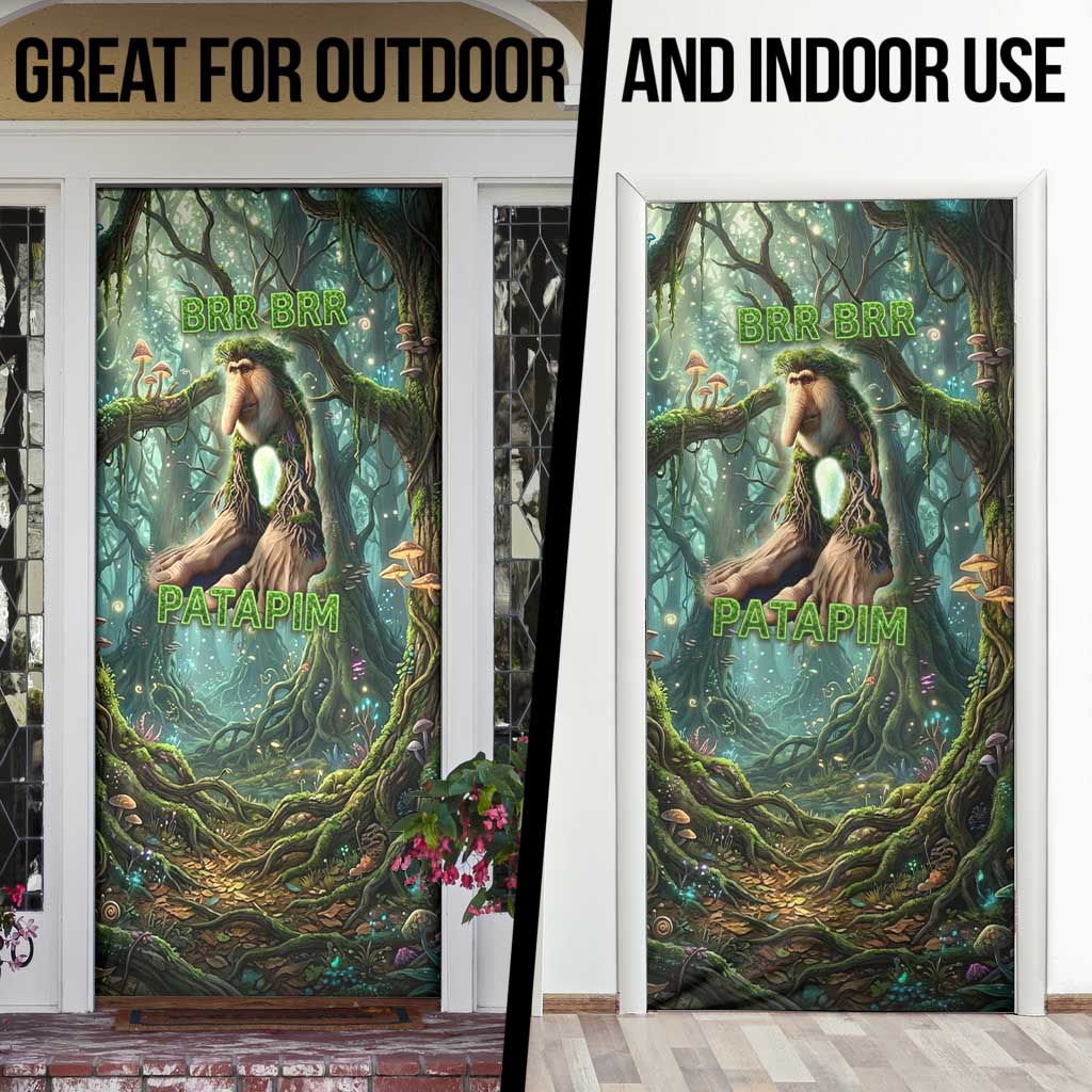 Brr Brr Patapim Door Cover Glowing Heart and Magical Tree Roots in Enchanted Woods