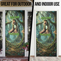 Brr Brr Patapim Door Cover Glowing Heart and Magical Tree Roots in Enchanted Woods