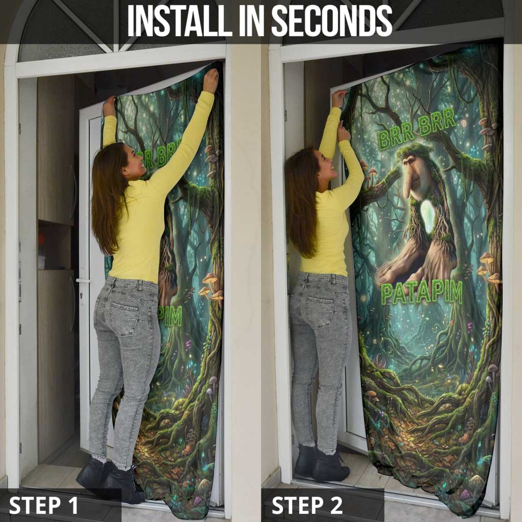 Brr Brr Patapim Door Cover Glowing Heart and Magical Tree Roots in Enchanted Woods