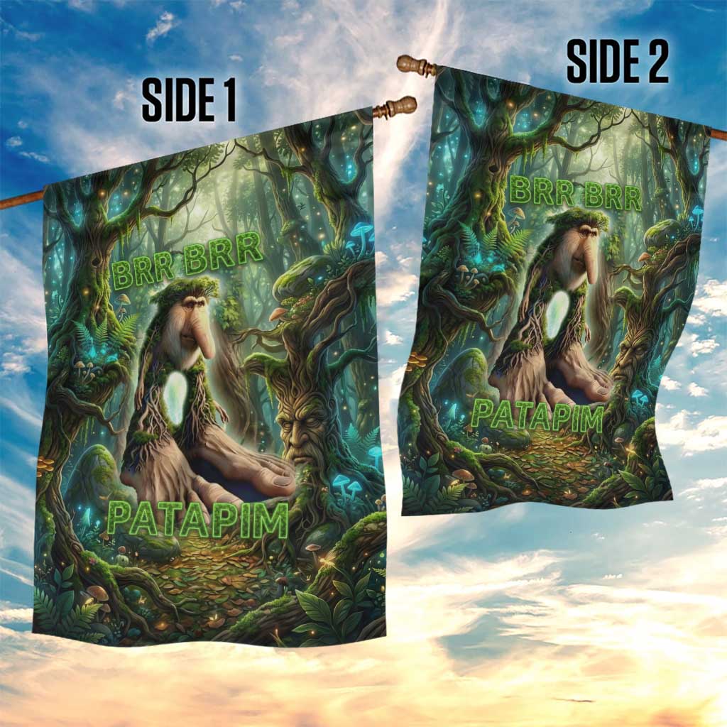 Brr Brr Patapim Garden Flag Glowing Heart and Magical Tree Roots in Enchanted Woods