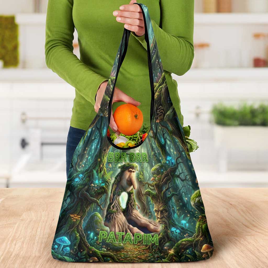 Brr Brr Patapim Grocery Bag Glowing Heart and Magical Tree Roots in Enchanted Woods