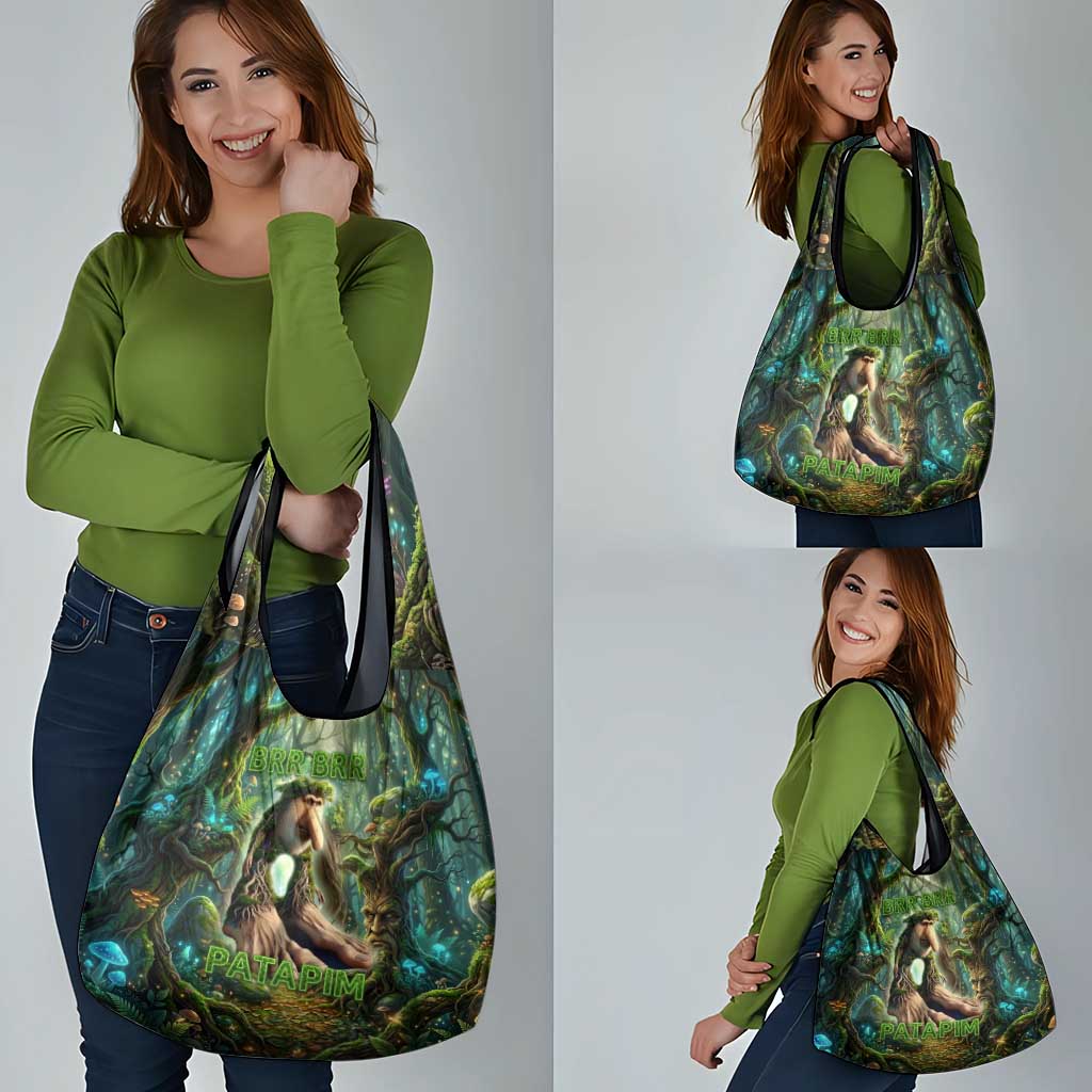 Brr Brr Patapim Grocery Bag Glowing Heart and Magical Tree Roots in Enchanted Woods