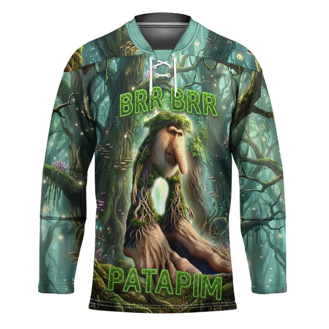 Brr Brr Patapim Hockey Jersey Glowing Heart and Magical Tree Roots in Enchanted Woods