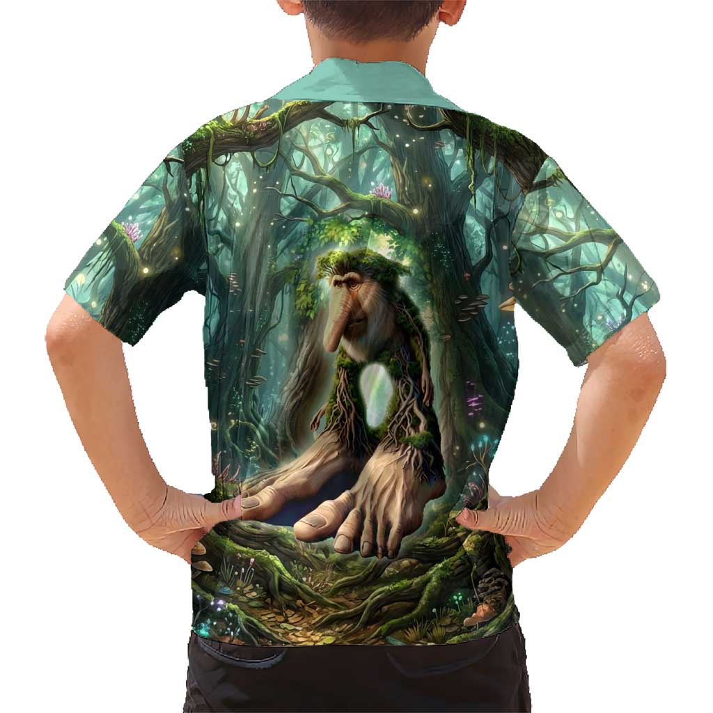 Brr Brr Patapim Kid Hawaiian Shirt Glowing Heart and Magical Tree Roots in Enchanted Woods