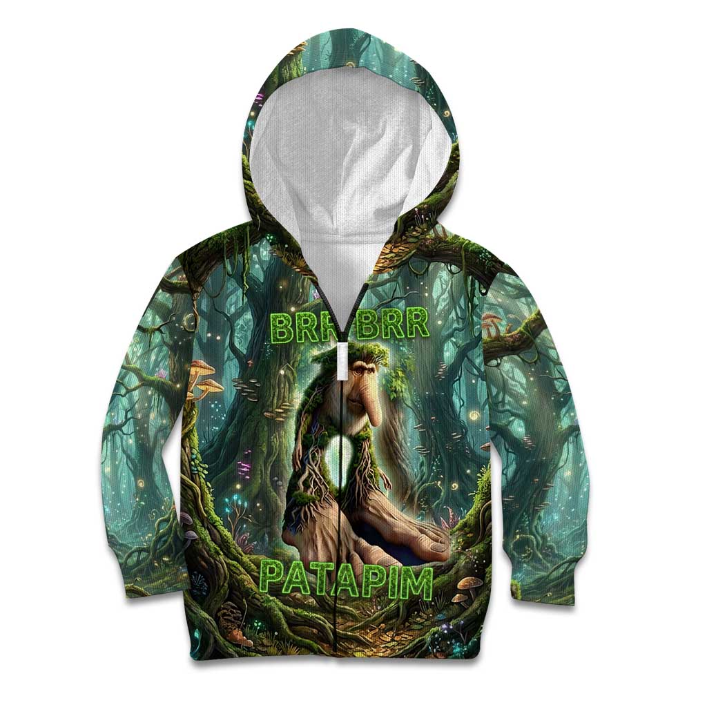 Brr Brr Patapim Kid Hoodie Glowing Heart and Magical Tree Roots in Enchanted Woods