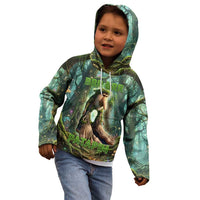 Brr Brr Patapim Kid Hoodie Glowing Heart and Magical Tree Roots in Enchanted Woods