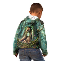Brr Brr Patapim Kid Hoodie Glowing Heart and Magical Tree Roots in Enchanted Woods