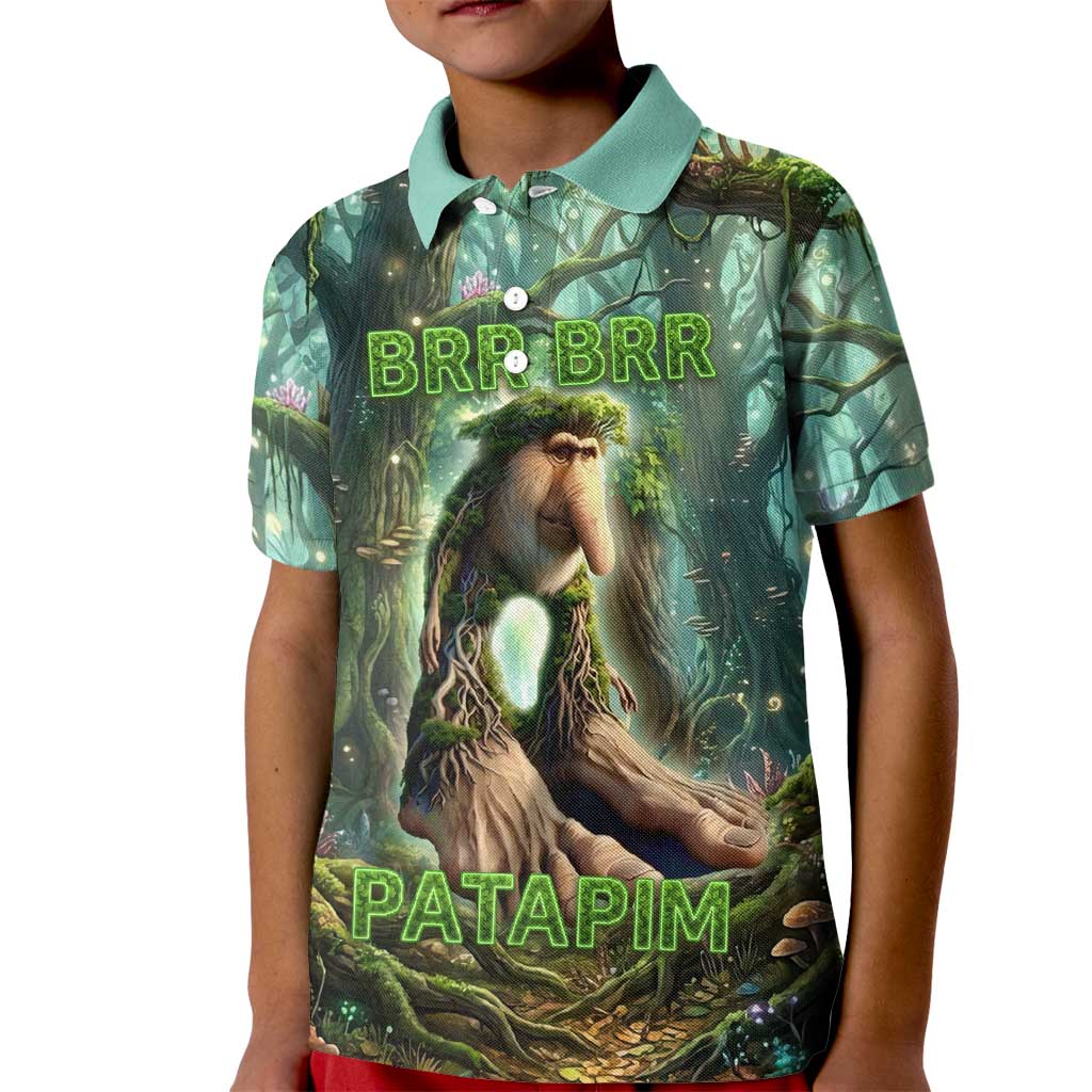 Brr Brr Patapim Kid Polo Shirt Glowing Heart and Magical Tree Roots in Enchanted Woods