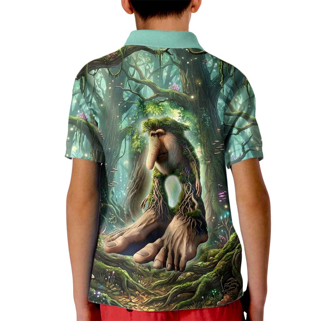 Brr Brr Patapim Kid Polo Shirt Glowing Heart and Magical Tree Roots in Enchanted Woods