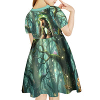 Brr Brr Patapim Kid Short Sleeve Dress Glowing Heart and Magical Tree Roots in Enchanted Woods