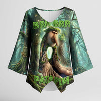 Brr Brr Patapim Kimono Sleeve Blouse Glowing Heart and Magical Tree Roots in Enchanted Woods