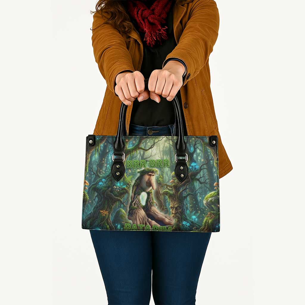 Brr Brr Patapim Leather Bag Glowing Heart and Magical Tree Roots in Enchanted Woods