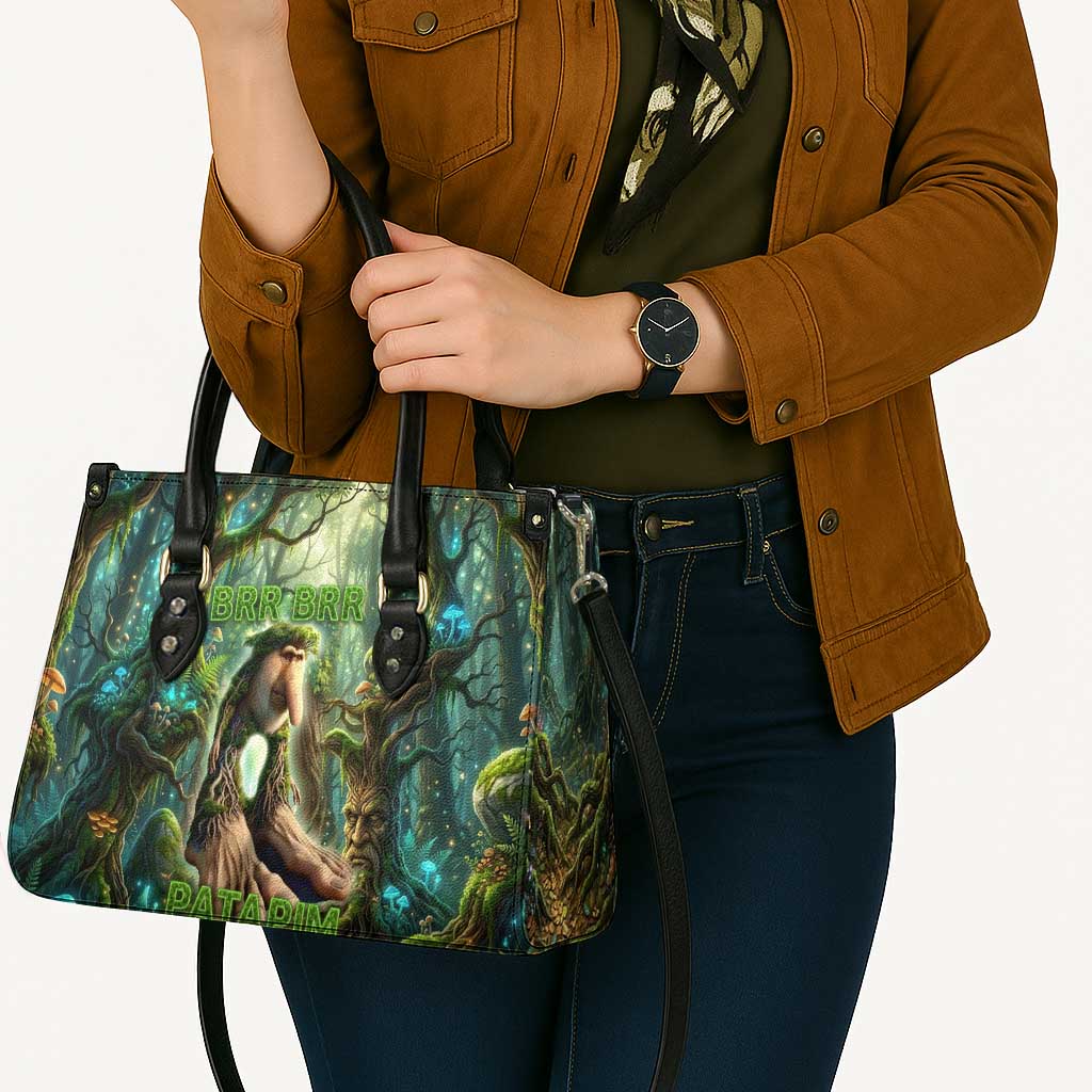 Brr Brr Patapim Leather Bag Glowing Heart and Magical Tree Roots in Enchanted Woods