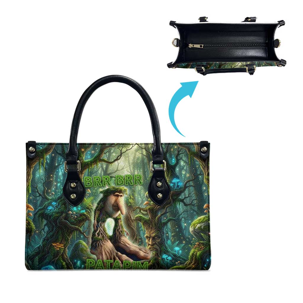 Brr Brr Patapim Leather Bag Glowing Heart and Magical Tree Roots in Enchanted Woods