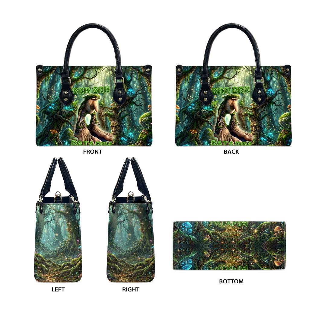 Brr Brr Patapim Leather Bag Glowing Heart and Magical Tree Roots in Enchanted Woods