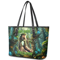 Brr Brr Patapim Leather Tote Bag Glowing Heart and Magical Tree Roots in Enchanted Woods