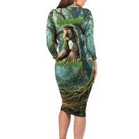Brr Brr Patapim Long Sleeve Bodycon Dress Glowing Heart and Magical Tree Roots in Enchanted Woods