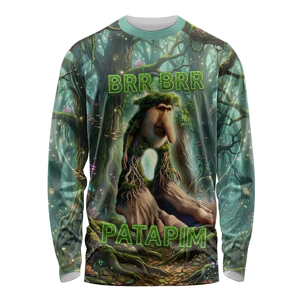 Brr Brr Patapim Long Sleeve Shirt Glowing Heart and Magical Tree Roots in Enchanted Woods