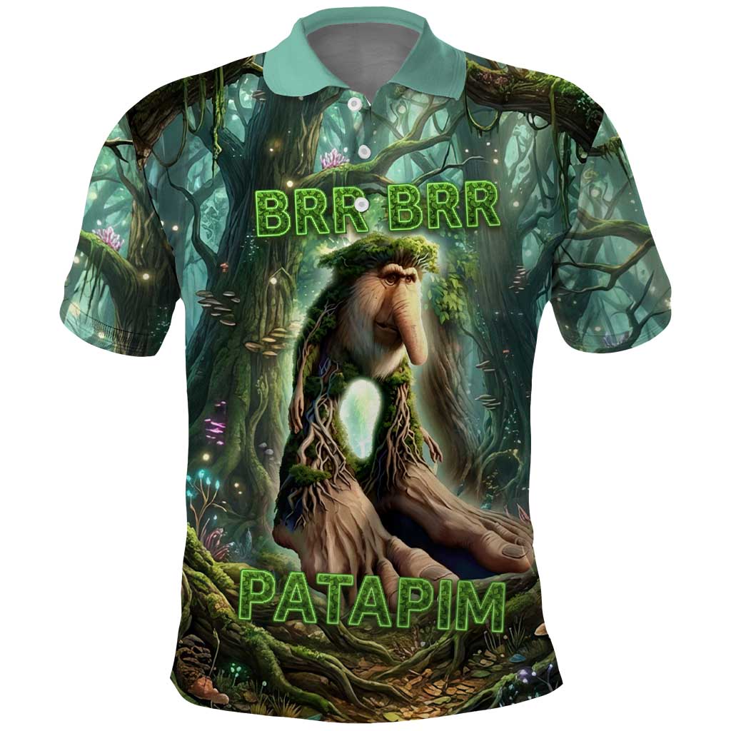 Brr Brr Patapim Polo Shirt Glowing Heart and Magical Tree Roots in Enchanted Woods