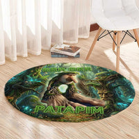 Brr Brr Patapim Round Carpet Glowing Heart and Magical Tree Roots in Enchanted Woods