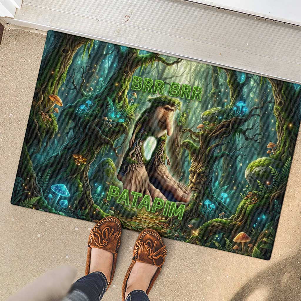 Brr Brr Patapim Rubber Doormat Glowing Heart and Magical Tree Roots in Enchanted Woods