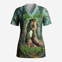 Brr Brr Patapim Scrub Top Glowing Heart and Magical Tree Roots in Enchanted Woods