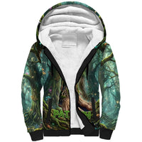 Brr Brr Patapim Sherpa Hoodie Glowing Heart and Magical Tree Roots in Enchanted Woods