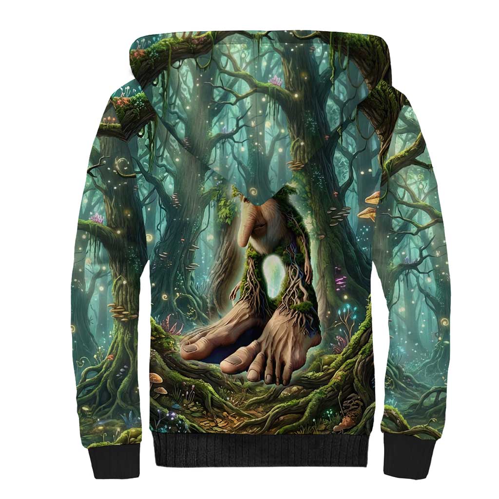 Brr Brr Patapim Sherpa Hoodie Glowing Heart and Magical Tree Roots in Enchanted Woods