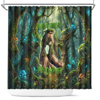 Brr Brr Patapim Shower Curtain Glowing Heart and Magical Tree Roots in Enchanted Woods