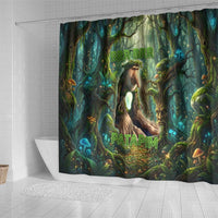Brr Brr Patapim Shower Curtain Glowing Heart and Magical Tree Roots in Enchanted Woods