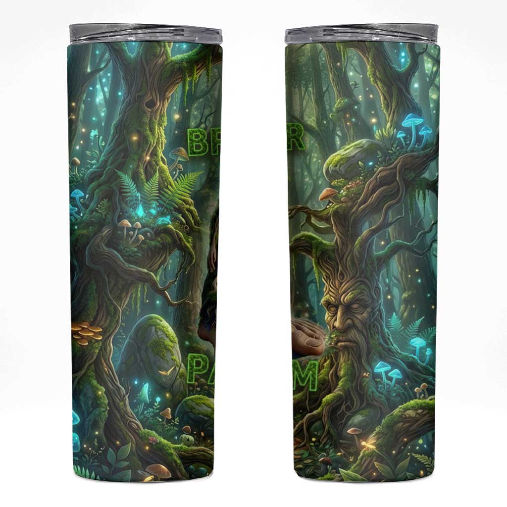 Brr Brr Patapim Skinny Tumbler Glowing Heart and Magical Tree Roots in Enchanted Woods