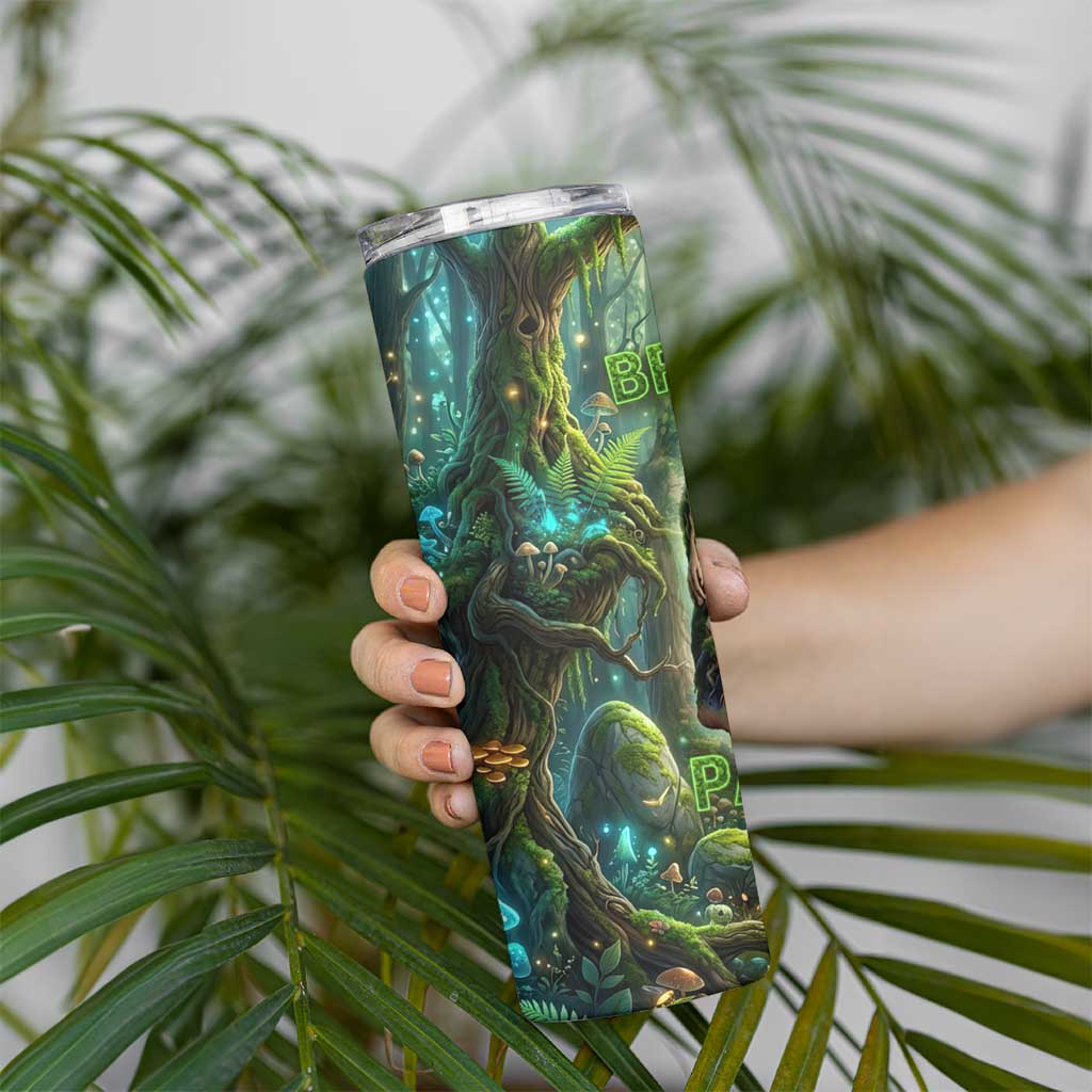 Brr Brr Patapim Skinny Tumbler Glowing Heart and Magical Tree Roots in Enchanted Woods
