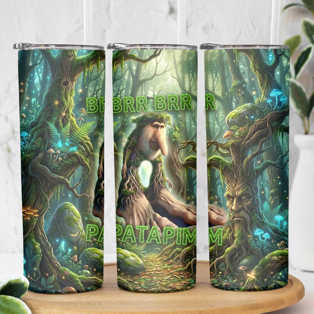 Brr Brr Patapim Skinny Tumbler Glowing Heart and Magical Tree Roots in Enchanted Woods