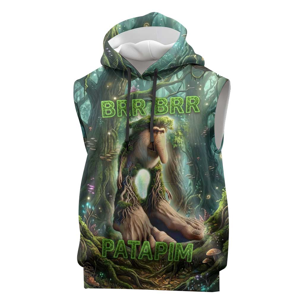 Brr Brr Patapim Sleeveless Hoodie Glowing Heart and Magical Tree Roots in Enchanted Woods