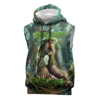 Brr Brr Patapim Sleeveless Hoodie Glowing Heart and Magical Tree Roots in Enchanted Woods