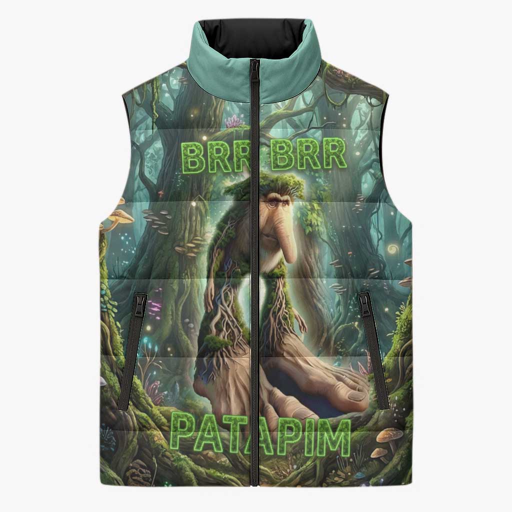 Brr Brr Patapim Sleeveless Puffer Jacket Glowing Heart and Magical Tree Roots in Enchanted Woods