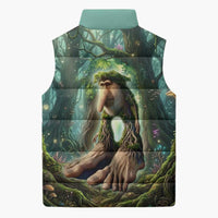 Brr Brr Patapim Sleeveless Puffer Jacket Glowing Heart and Magical Tree Roots in Enchanted Woods