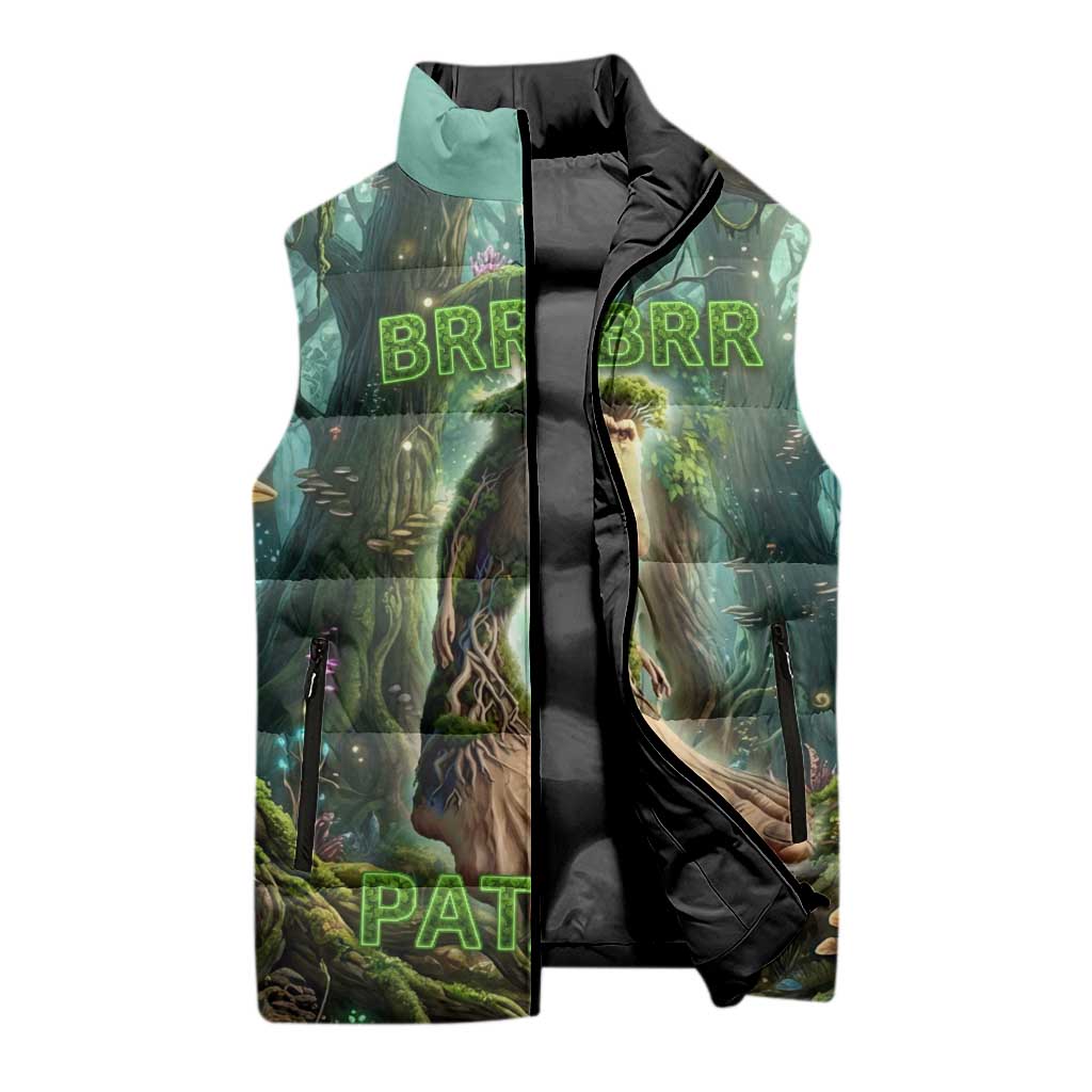Brr Brr Patapim Sleeveless Puffer Jacket Glowing Heart and Magical Tree Roots in Enchanted Woods