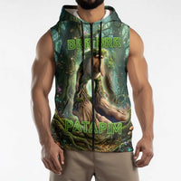 Brr Brr Patapim Sleeveless Zip Hoodie Glowing Heart and Magical Tree Roots in Enchanted Woods